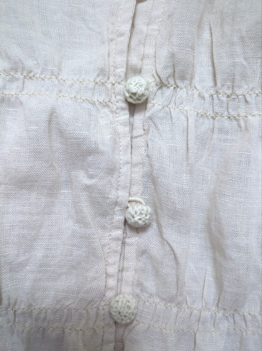 Cynthia Rowley Beige Linen Tassel Tie Shoulder Peplum Top Coastal Boho L - Picture 6 of 8